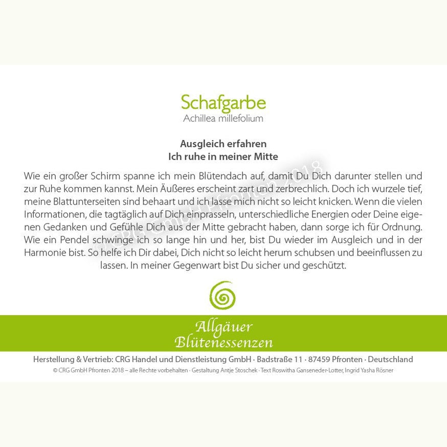Allgäuer Blütenessenzen Schafgarbe 50ml mit Blütenkarte