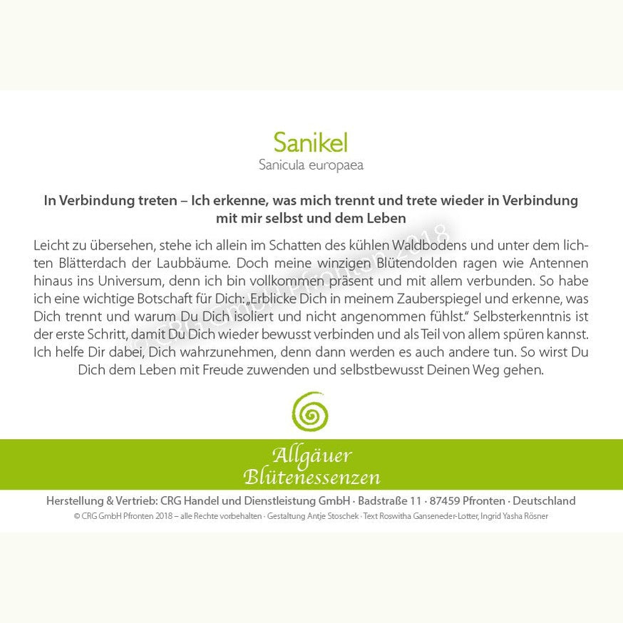 Allgäuer Blütenessenzen Sanikel 50ml mit Blütenkarte
