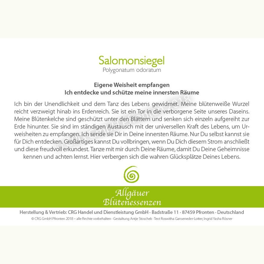 Allgäuer Blütenessenzen Salomonsiegel 50ml mit Blütenkarte