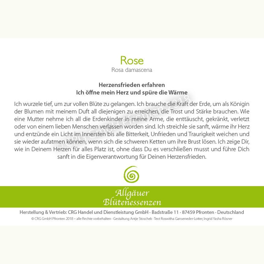 Allgäuer Blütenessenzen Rose 50ml mit Blütenkarte
