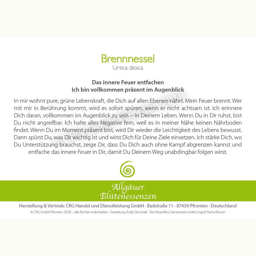 Allgäuer Blütenessenzen Brennessel 50ml mit Blütenkarte