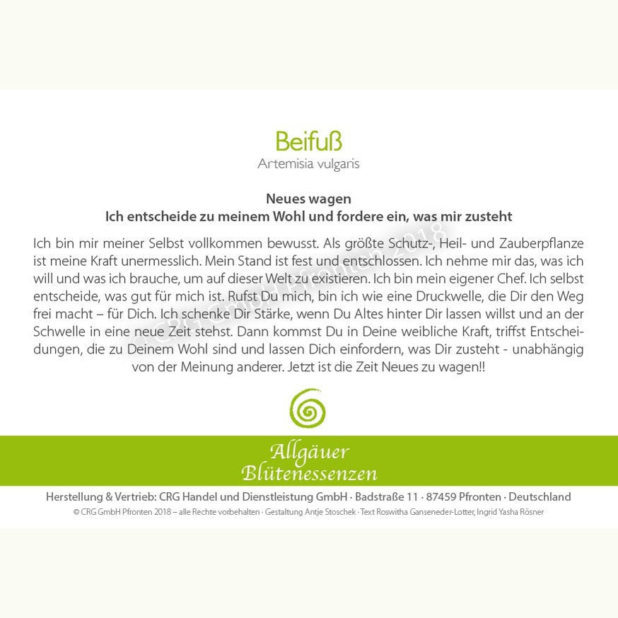 Allgäuer Blütenessenzen Beifuss 50ml mit Blütenkarte