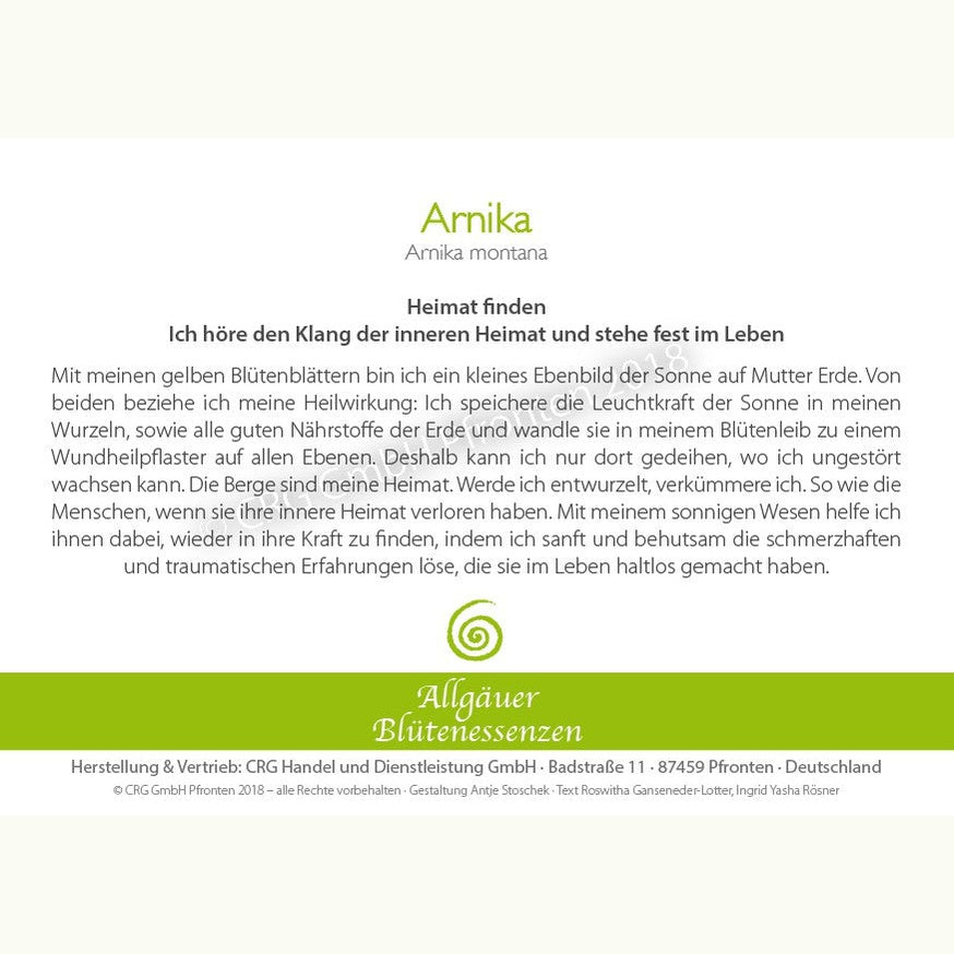 Allgäuer Blütenessenzen Arnika 50ml mit Blütenkarte