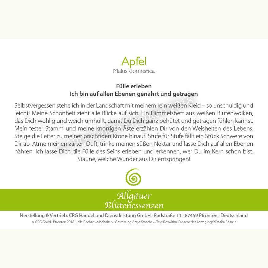 Allgäuer Blütenessenzen Apfel 50ml mit Blütenkarte