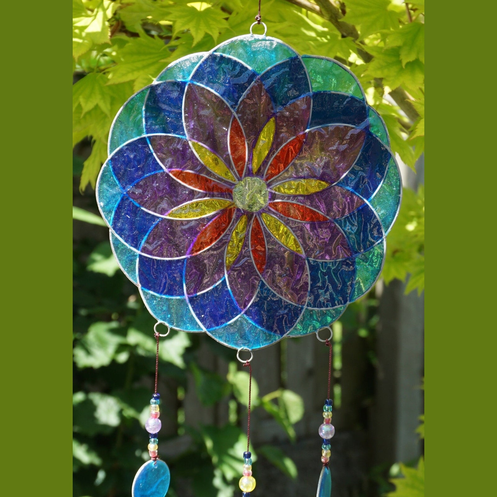 SUNCATCHER MANDALA FIBERGLAS BLAU 25CM