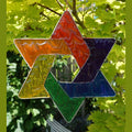 SUNCATCHER PENTAGRAMM FIBERGLAS BUNT 20 CM