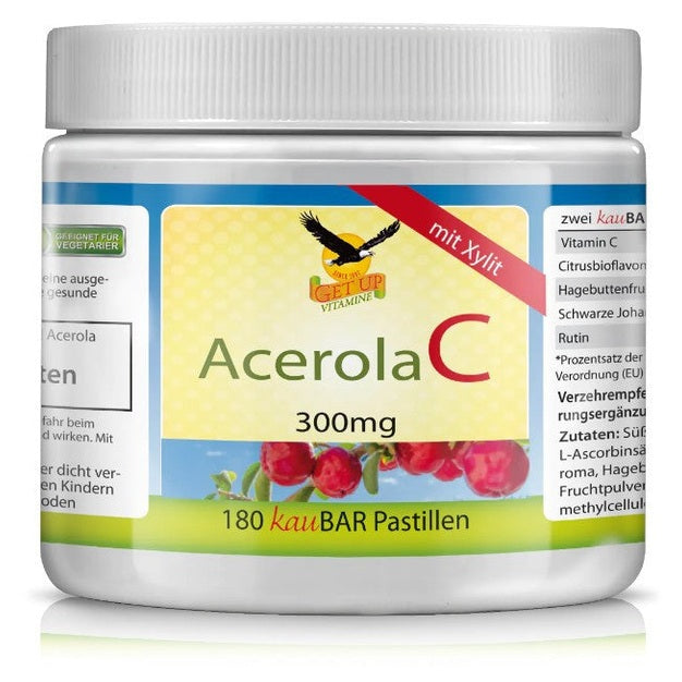 Acerola Vitamin C Kaupastillen mit Xylit & Kirschgeschmack, 180 Tabs . GET UP