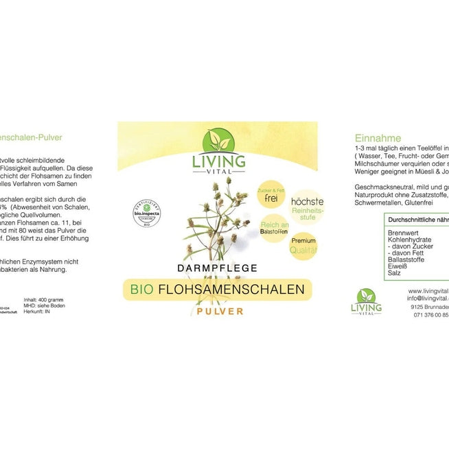 Flohsamenschalen PULVER BIO Beutel, 400g