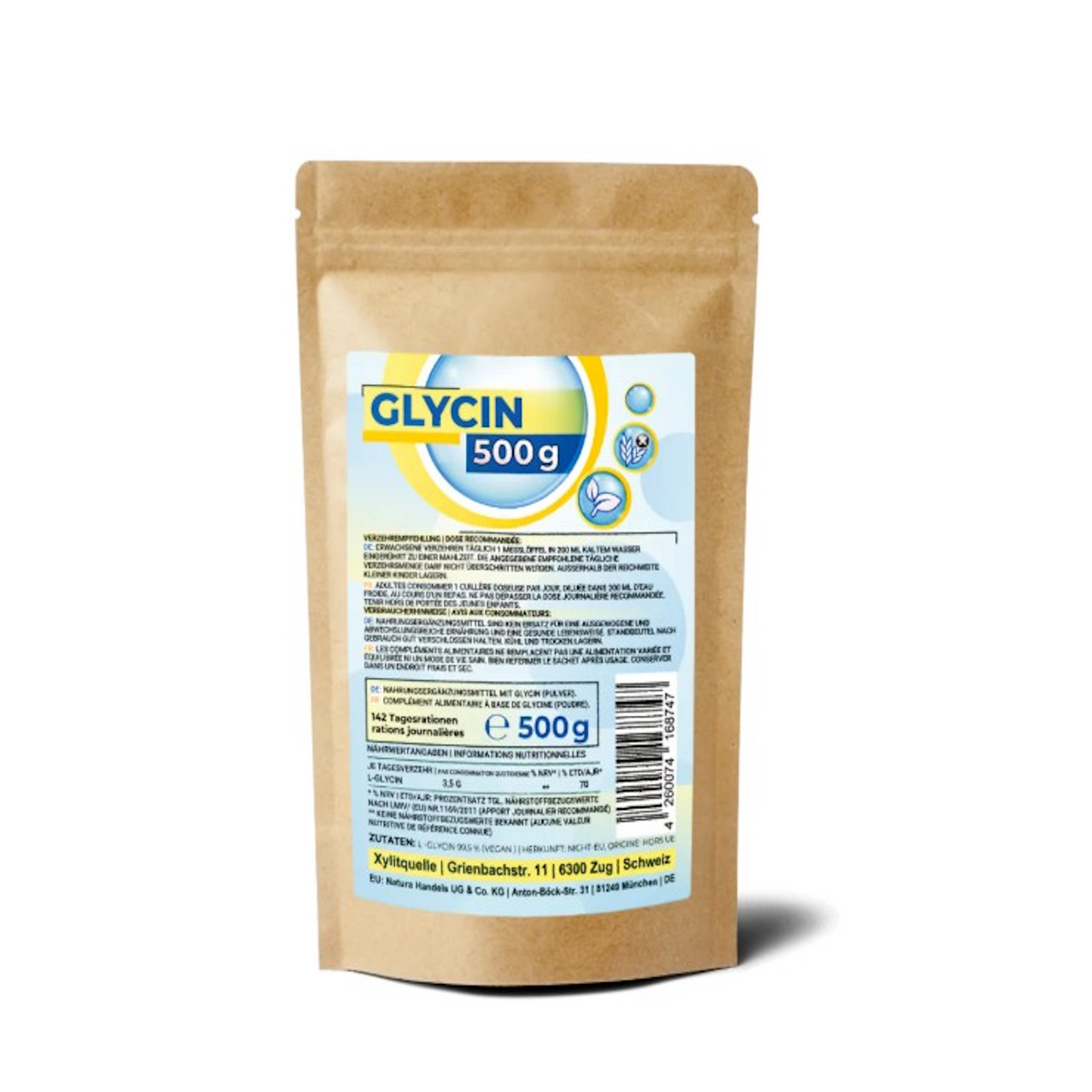 Glycin Pulver 500 g - Aminosäure L-Glycin ohne Zusatzstoffe
